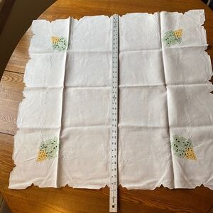 Antique crisp white square table linen